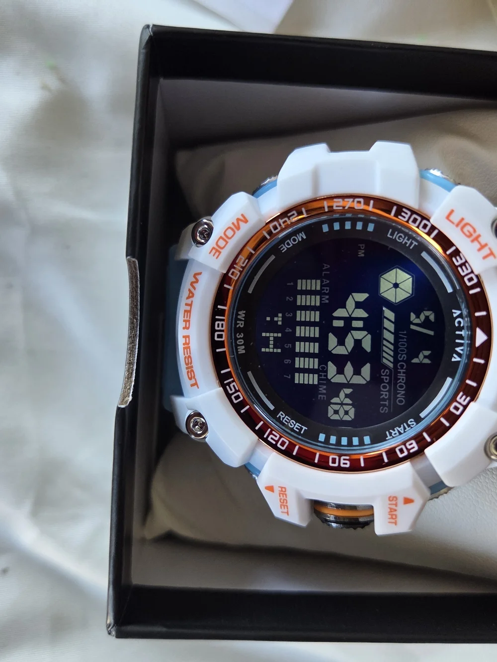 Ativa White and Blue Digital Sport Watch